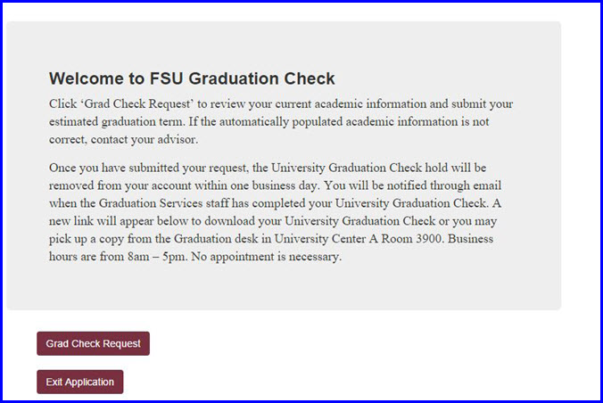 Welcome to FSU Grad Check page
