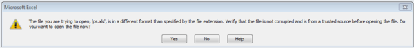 File Extension message screen shot