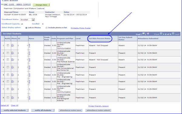 1st Attn Process Status scfreen shot