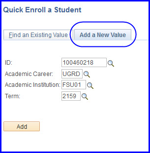 Add a New Value tab