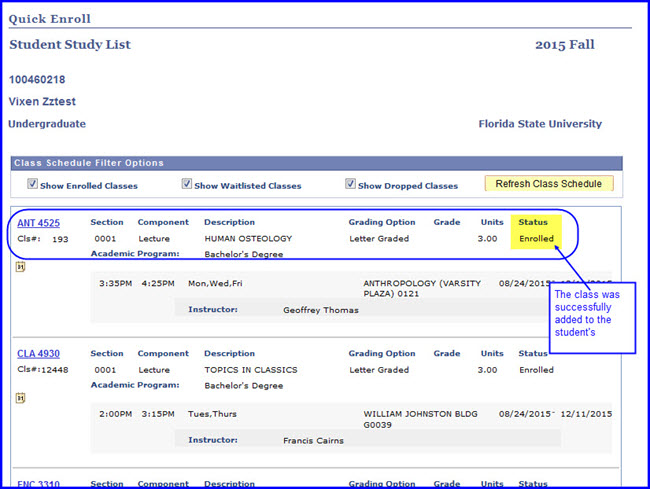 Study List Schedule