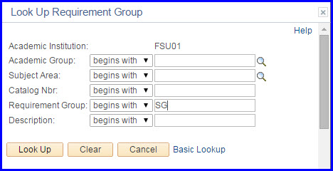 Look Up Requirement Group
