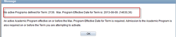 No active program error screen shot