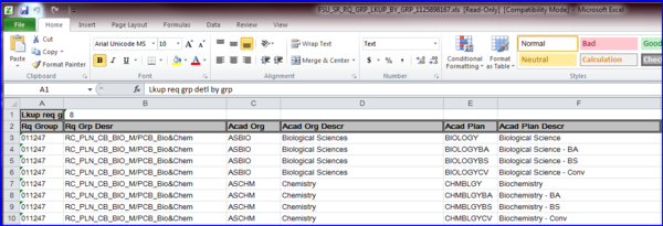 Results in Excel