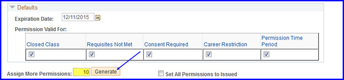 Assign More Permissions and Generate button