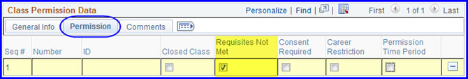 Permission tab-Requisites Not Met check box