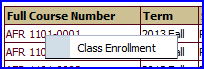 Class Enrollment button screen shot