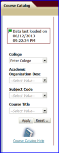 Course Catalog dashboard screen shot