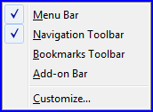 Firefox Settings menu screen shot